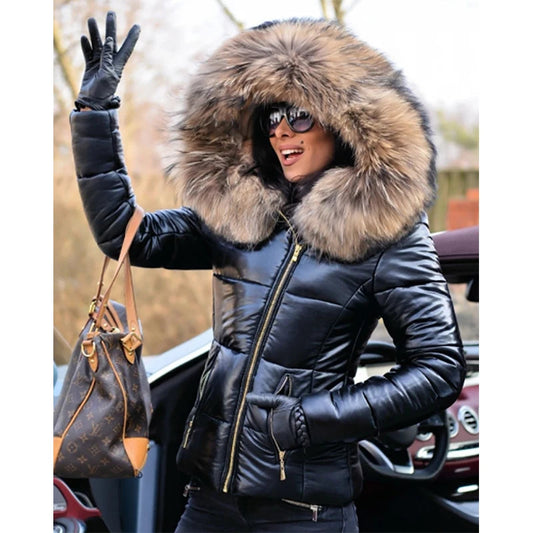 Paris -Stylish jacket with faux fur lining, hood and collar