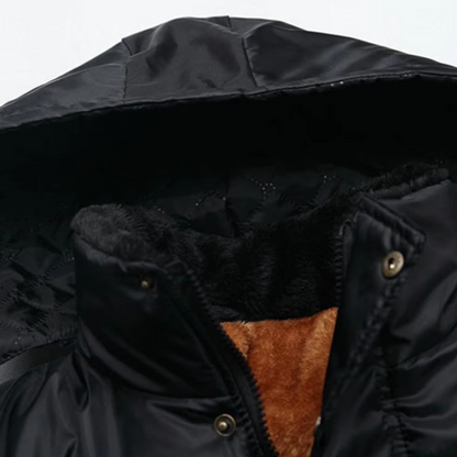 Men's puffer jacket with hood and warming lining