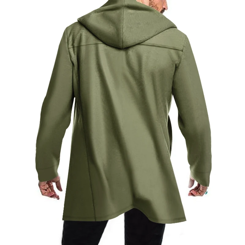 Modern men's coat - Double-buttoned coat with hood