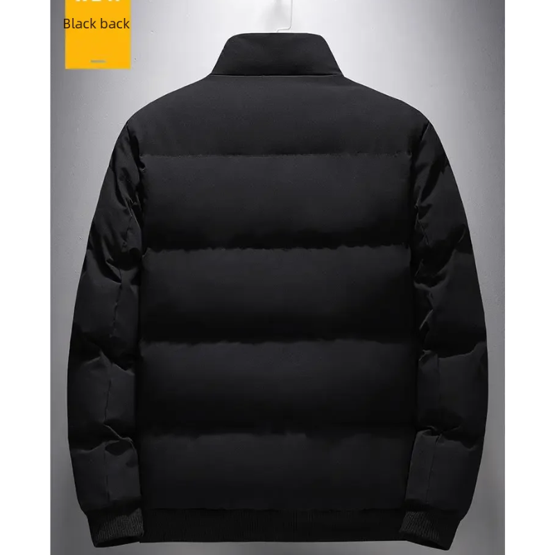 Men's puffer jacket with knitted cuffs and side pockets