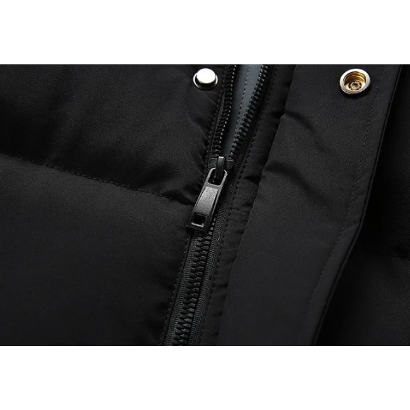 Men's puffer jacket with stripes and zip pockets