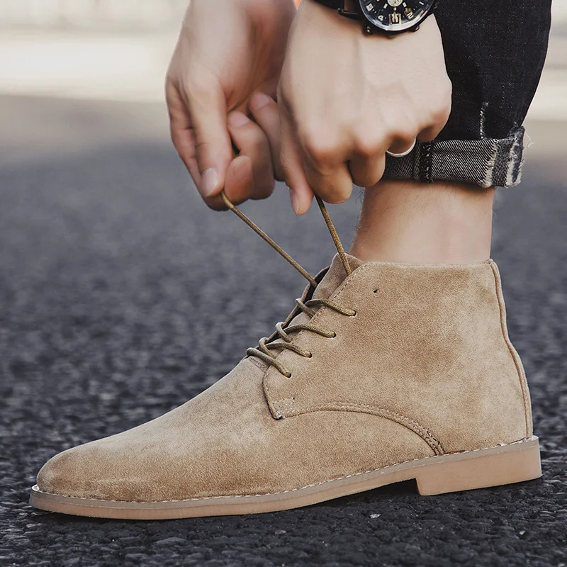 High-quality suede chukka boots for men, elegant ankle-high shoes