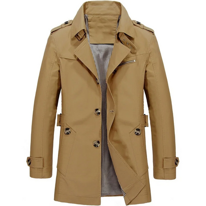 Functional men's coat - Lightweight trench coat with adjustable waist