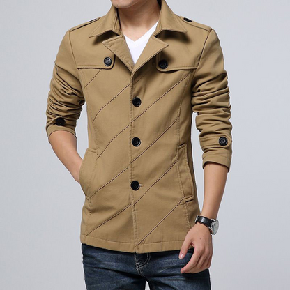 Casual men's coat - Lightweight trench coat with a modern design