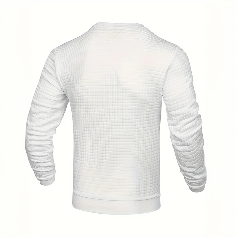 Men's sweater with structure, round neck slim fit jumper