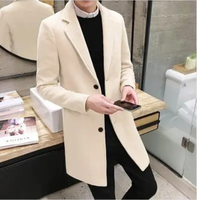 Elegant men's coat - Slim-fit wool coat with single-breasted design