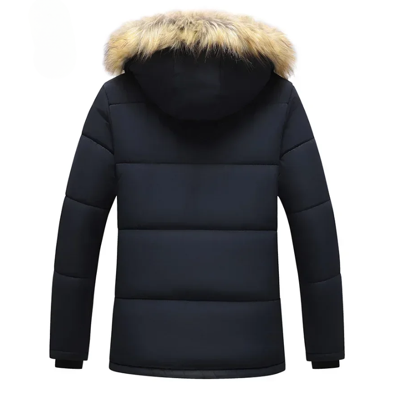 Men's parka winter jacket lined with fur hood and pockets