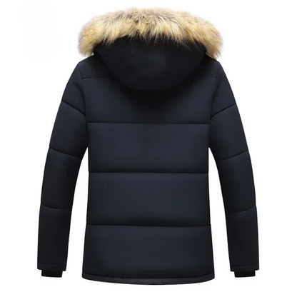 Men's parka winter jacket lined with fur hood and pockets