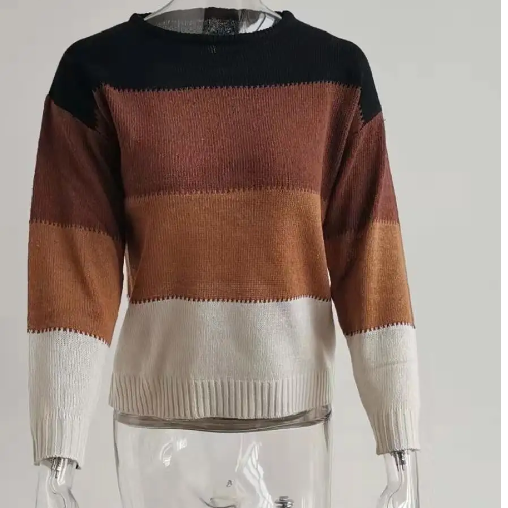 Soft Colour Block Pullover, Comfortable Sweater