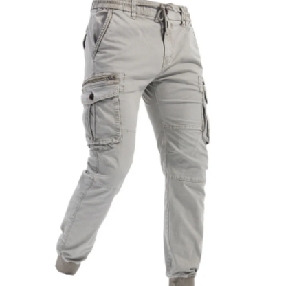 Wide drawstring - Cargo trousers for men - Comfortable outdoor trousers with pockets, elasticated waistband