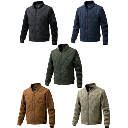 Men's quilted transitional jacket - With sherpa sleeves, Warm, With zip