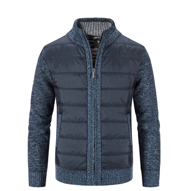 Men's quilted transition jacket - Knitted sleeves, Warm, With zip