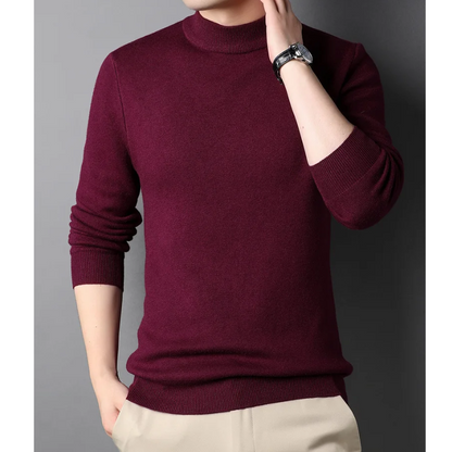 Lightweight knitted jumper with stand-up collar Turtleneck jumper for men