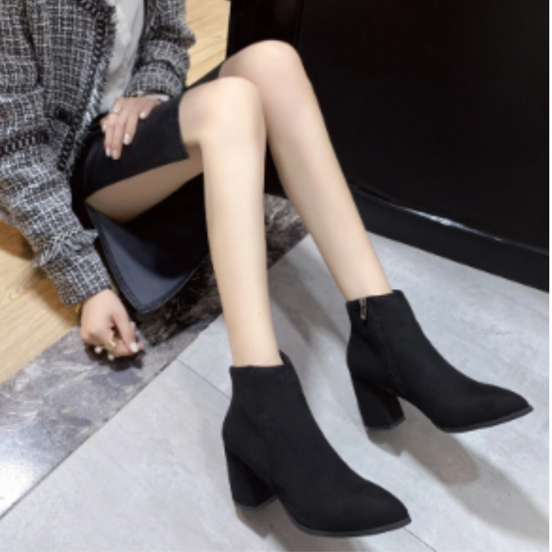 High Heel Ankle Boots with Side Zip - Women's Ankle Boots