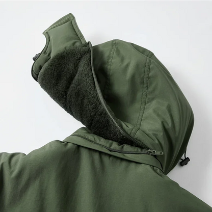 Insulated parka jacket for men with multiple pockets and hood