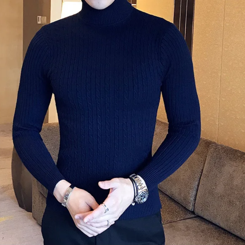 Knitted turtleneck jumper men | slim fit winter jumper