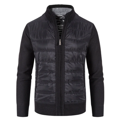 Men's quilted transition jacket - Knitted sleeves, Warm, With zip