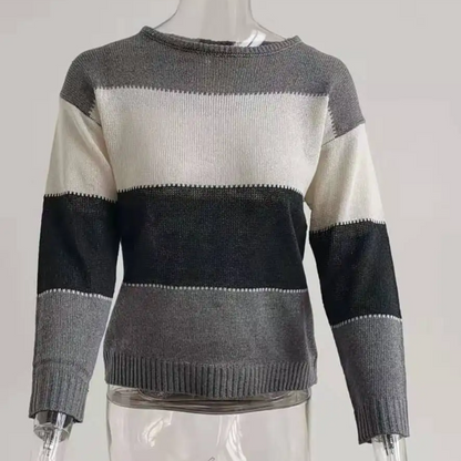 Soft Colour Block Pullover, Comfortable Sweater