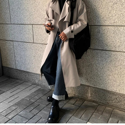 Modern men's coat - Long trench coat with a loose fit