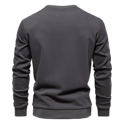 Men's sweater with round neck, casual jumper with side stripes