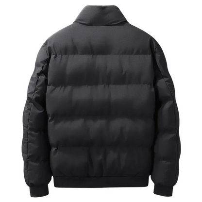 Men's puffer jacket with patch logo and front zip