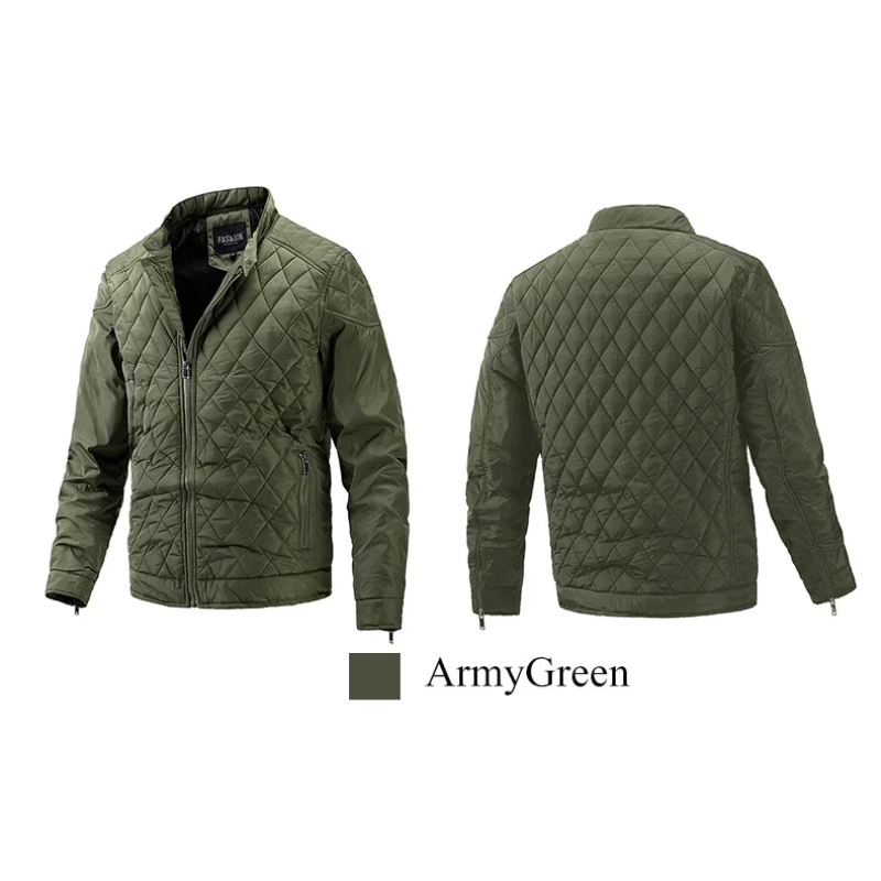 Men's quilted transitional jacket - diamond pattern, light, casual