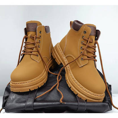 Men's boots with waterproof upper and sturdy rubber sole