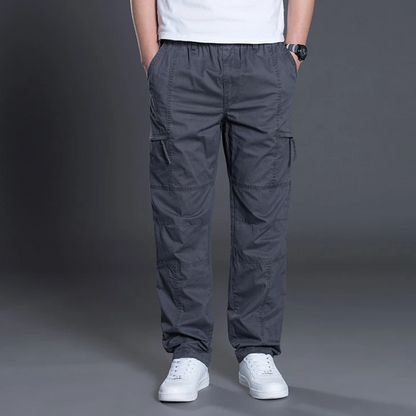 Cargo trousers for men - Light summer trousers with pockets, elasticated waistband