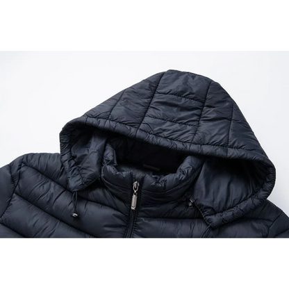 Men's weatherproof puffer jacket with hood and zip