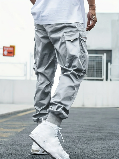 Cargo trousers men - Water-repellent jogging trousers with pockets, adjustable waistband