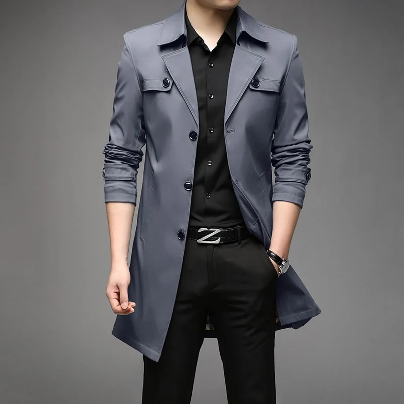 Elegant men's coat - Water-repellent trench coat with checked lining