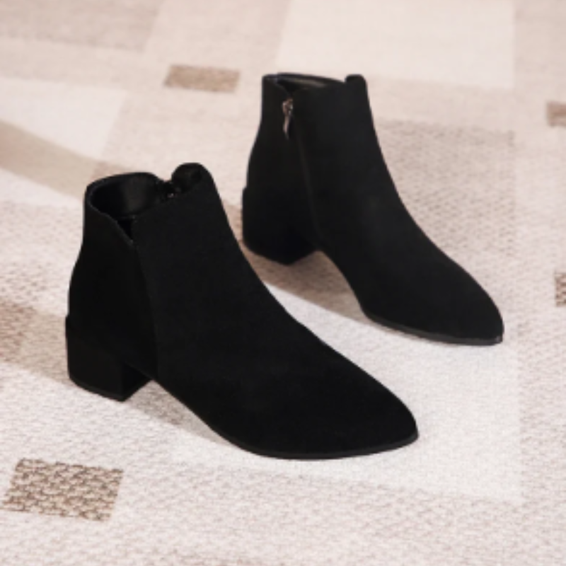 Low Heel Ankle Boots with Side Zip for Women - Women's Ankle Boots