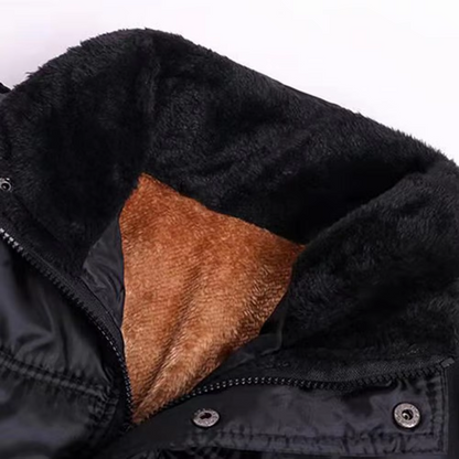 Men's puffer jacket with hood and warming lining