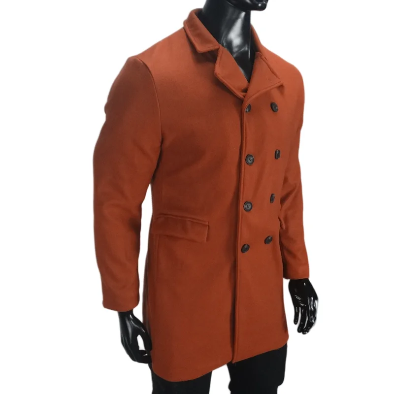 Double-breasted men's coat - Timeless wool coat with lapel collar