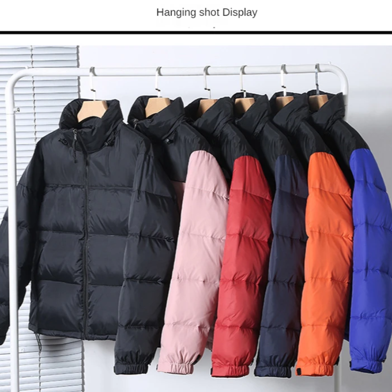 Men's puffer jacket with stand-up collar and front zip