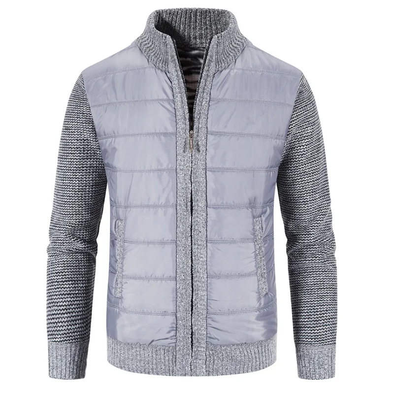 Men's quilted transition jacket - Knitted sleeves, Warm, With zip