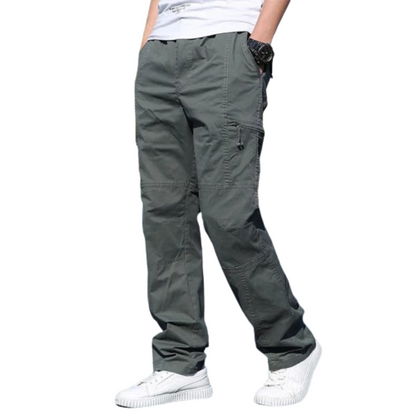 Grey oversized straight cut cargo trousers for men