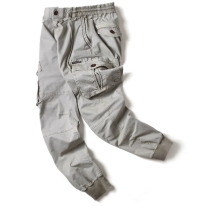 Wide drawstring - Cargo trousers for men - Comfortable outdoor trousers with pockets, elasticated waistband