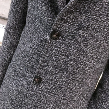 Elegant men's coat - slim-fit wool coat with lapel collar