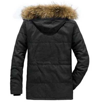 Men's parka jacket with detachable faux fur and fleece lining