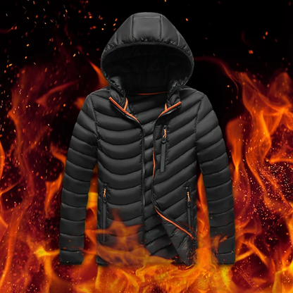 Men's quilted transition jacket - With hood, Warm, With zip