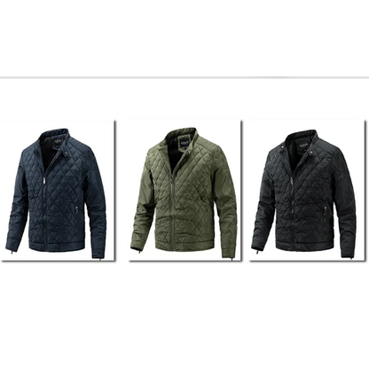 Men's quilted transitional jacket - diamond pattern, light, casual