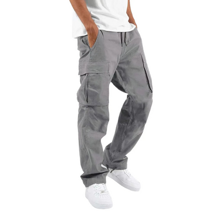 Cargo trousers men - Casual wide fit with side pockets, adjustable waistband