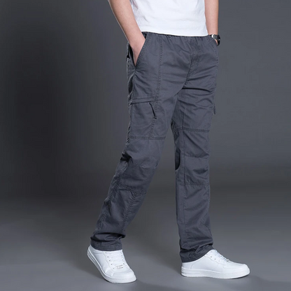 Cargo trousers for men - Light summer trousers with pockets, elasticated waistband