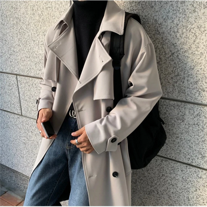 Modern men's coat - Long trench coat with a loose fit