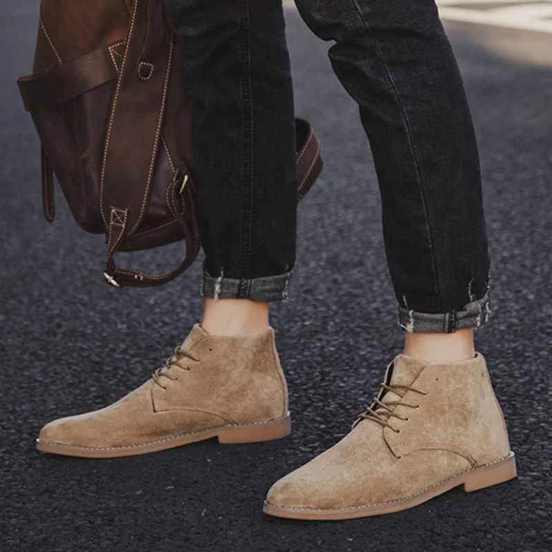 High-quality suede chukka boots for men, elegant ankle-high shoes