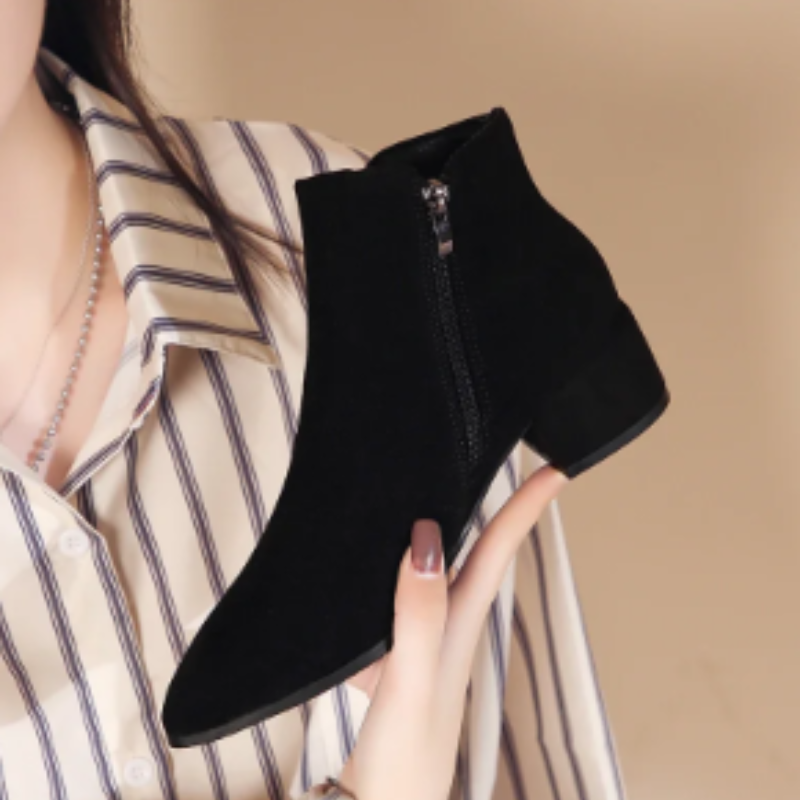 Low Heel Ankle Boots with Side Zip for Women - Women's Ankle Boots