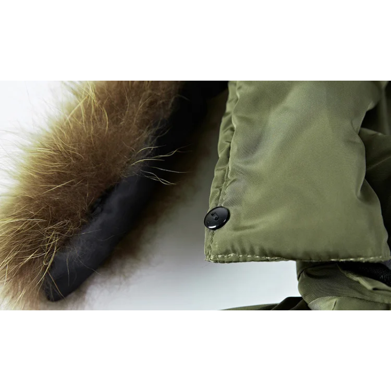 Men's parka winter jacket with fur hood and warm lining