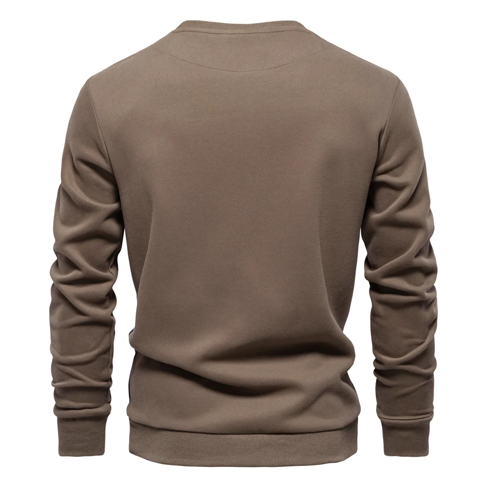 Men's sweater with round neck, casual jumper with side stripes