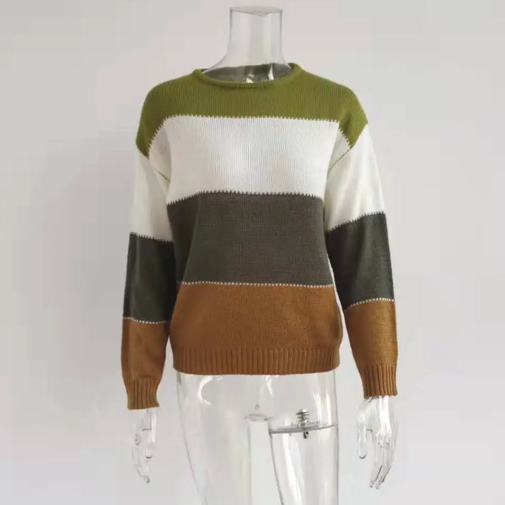 Soft Colour Block Pullover, Comfortable Sweater